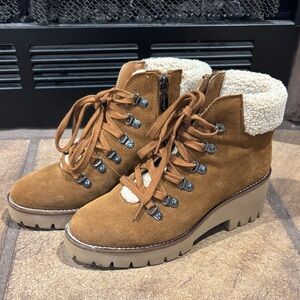 Blondo Brown Lace Up Boots with Shearling Lining